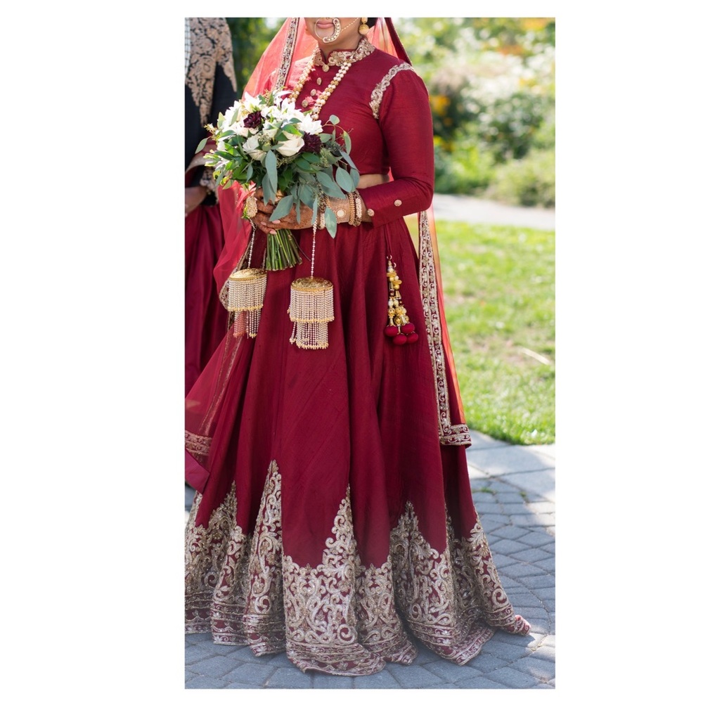 Red Indian wedding Lengha dress. Bridal. From Well Groomed.